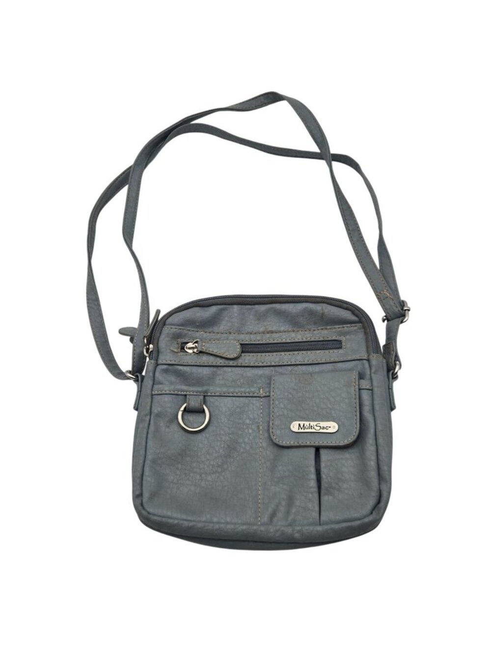 MultiSac Gray Crossbody Purse With Multiple Compartments & Adjustable Strap